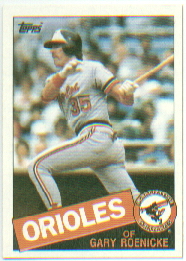 1985 Topps Baseball Cards      109     Gary Roenicke